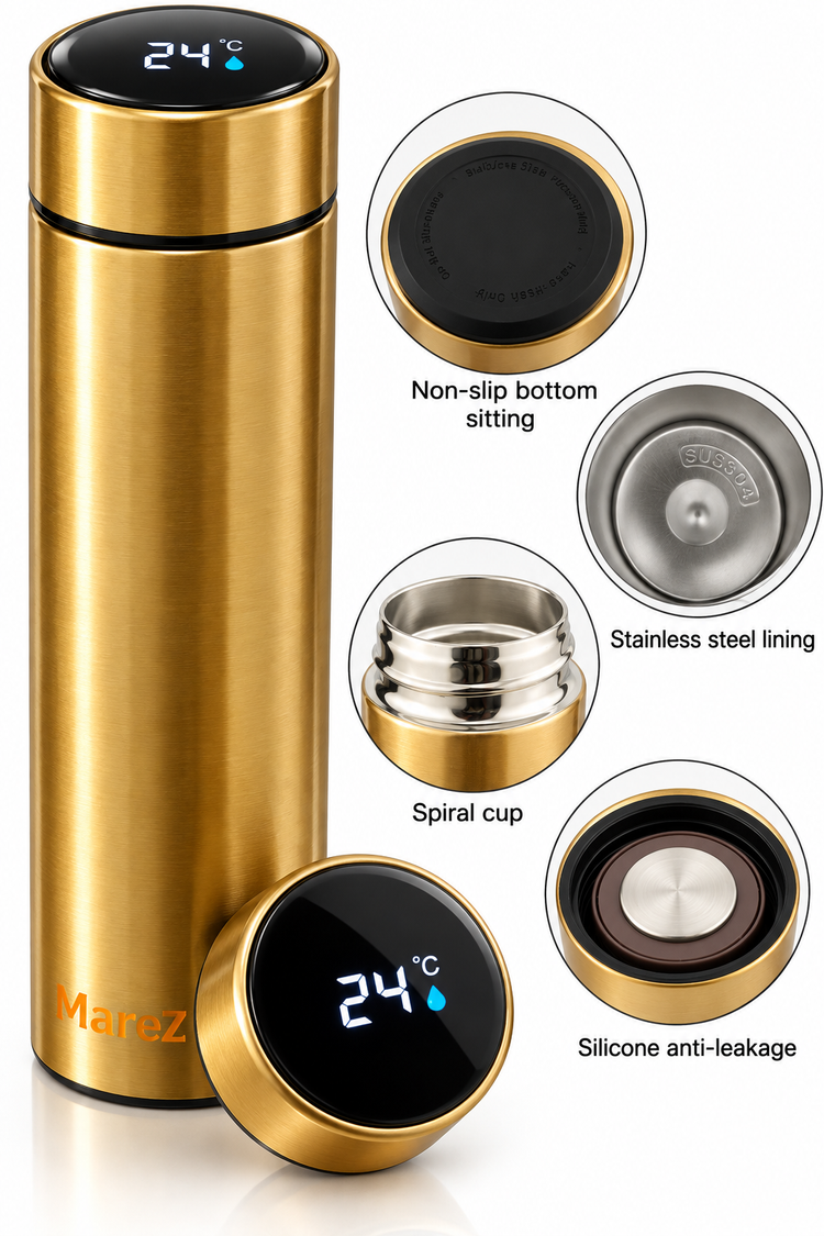 The Marez Smart Tumbler – 17 OZ LED Temperature Display | Vacuum-Insulated Stainless Steel | Coffee, Tea & Sports Water Bottle
