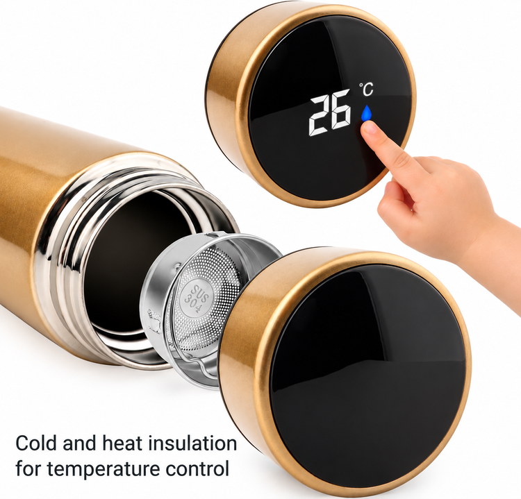 The Marez Smart Tumbler – 17 OZ LED Temperature Display | Vacuum-Insulated Stainless Steel | Coffee, Tea & Sports Water Bottle